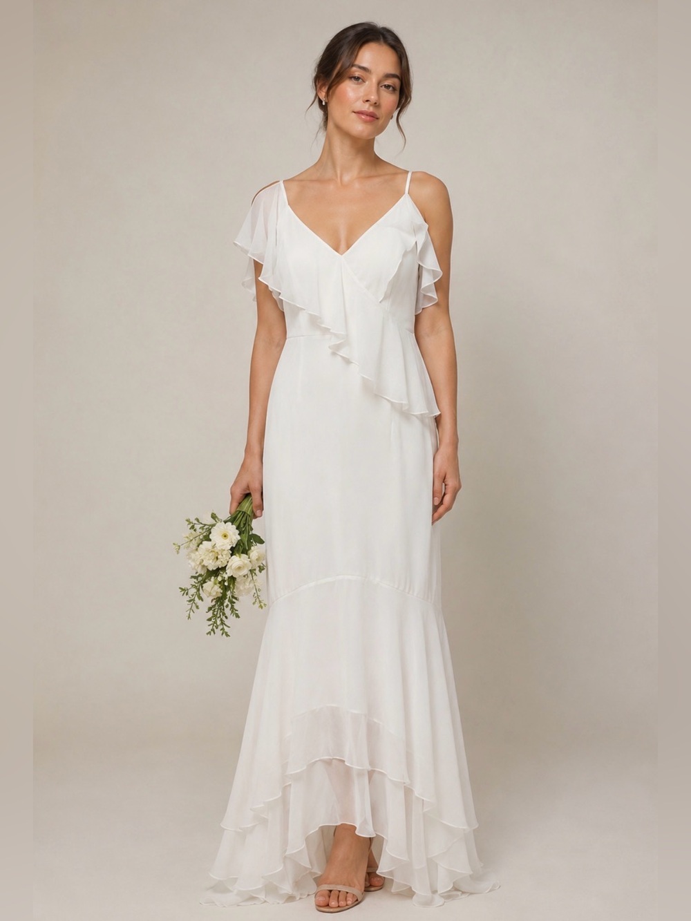 DB Studio White Ruffle Dress